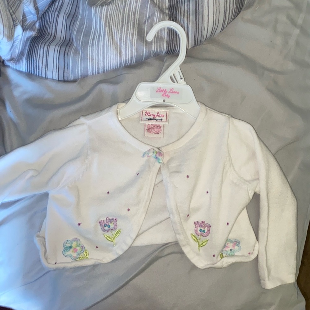 White flower infant cardigan